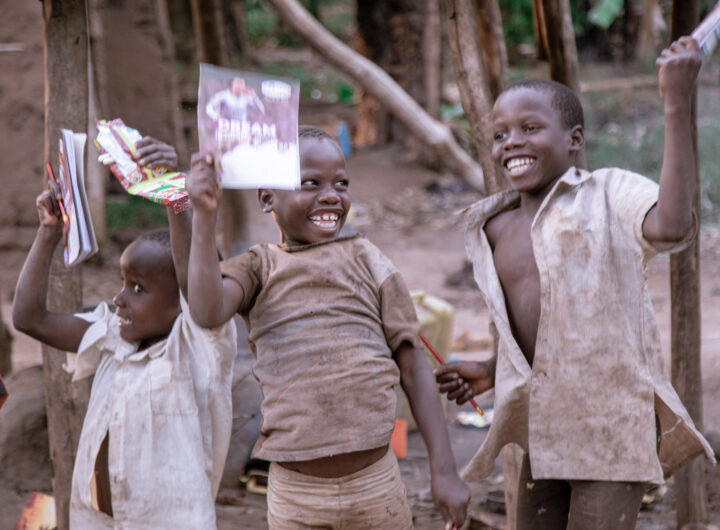 Happy kids with books