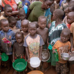 kids throng wanting food