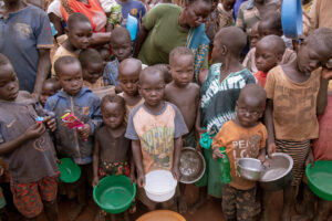 kids throng wanting food